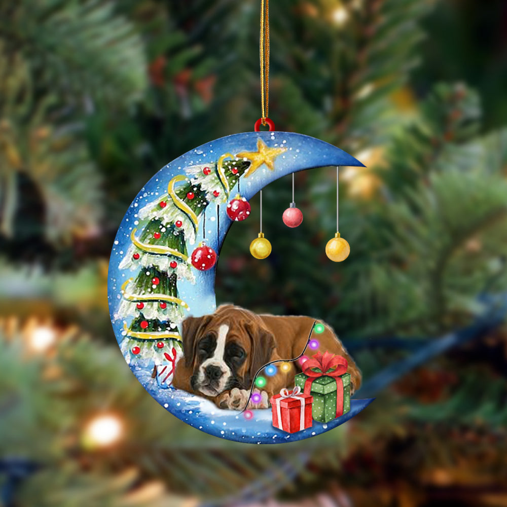 Boxer-Sleep On The Moon Christmas Two Sided Ornament