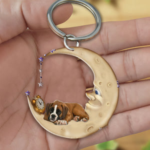 Boxer-Sleeping on the moon Keychain