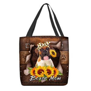 Boxer-Sunflower&Dog Mom Cloth Tote Bag