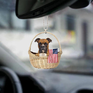 Boxer-With American Flag Two Sides Ornament