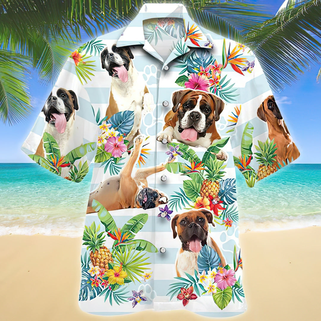 Boxer Tropical Flower Hawaiian Shirt