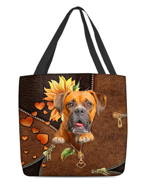 Boxer-Sunflower&zipper Cloth Tote Bag