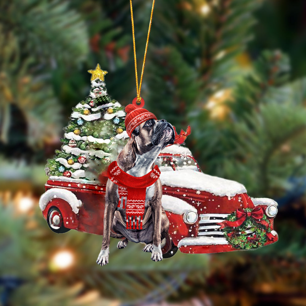 Boxer2-Christmas Car Two Sided Ornament