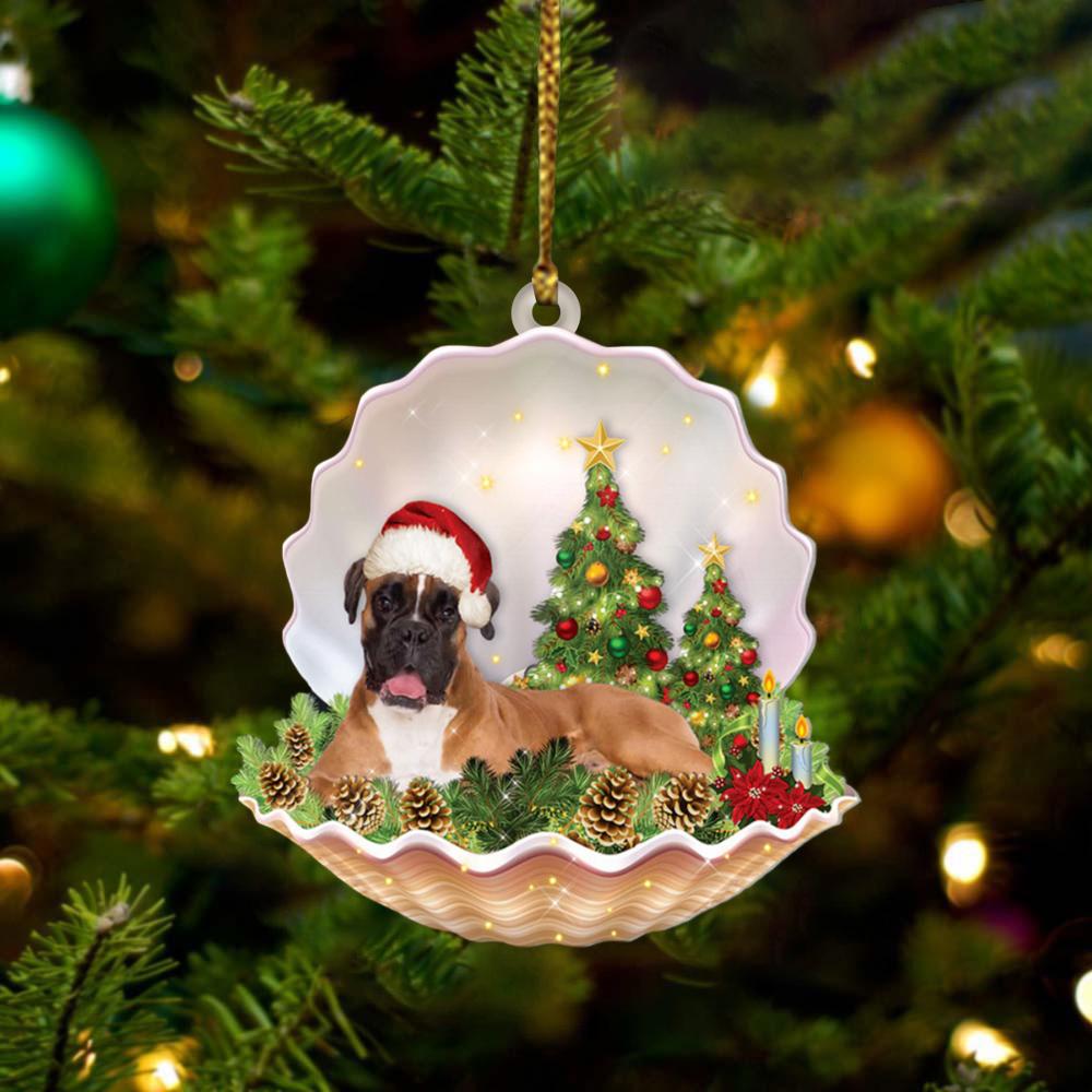 Boxer 2 Lie In Seashell Xmas-Two Sided Ornament