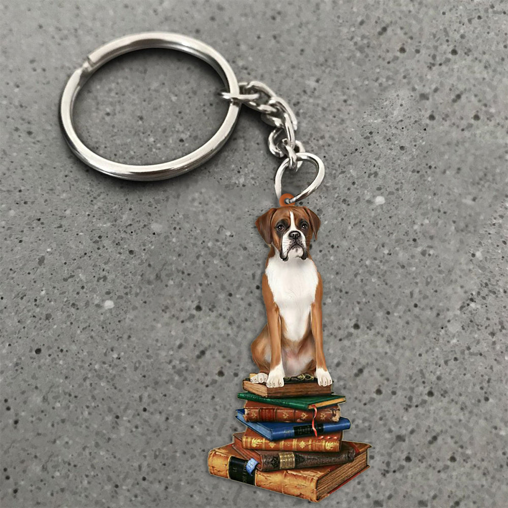 Boxer-Sit On The Book-Flat Acrylic Keychain