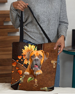 Boxer-Sunflower&zipper Cloth Tote Bag