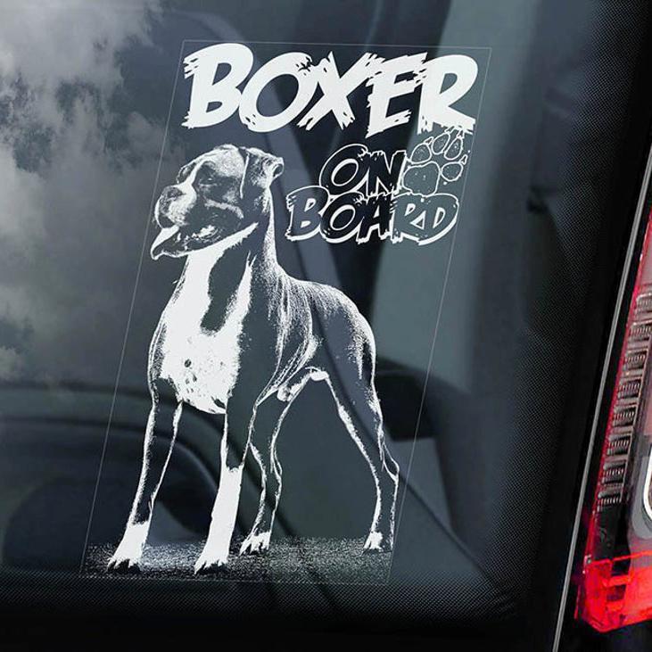 Boxer2 on Board-Car Window Sticker-Dog Sign Decal