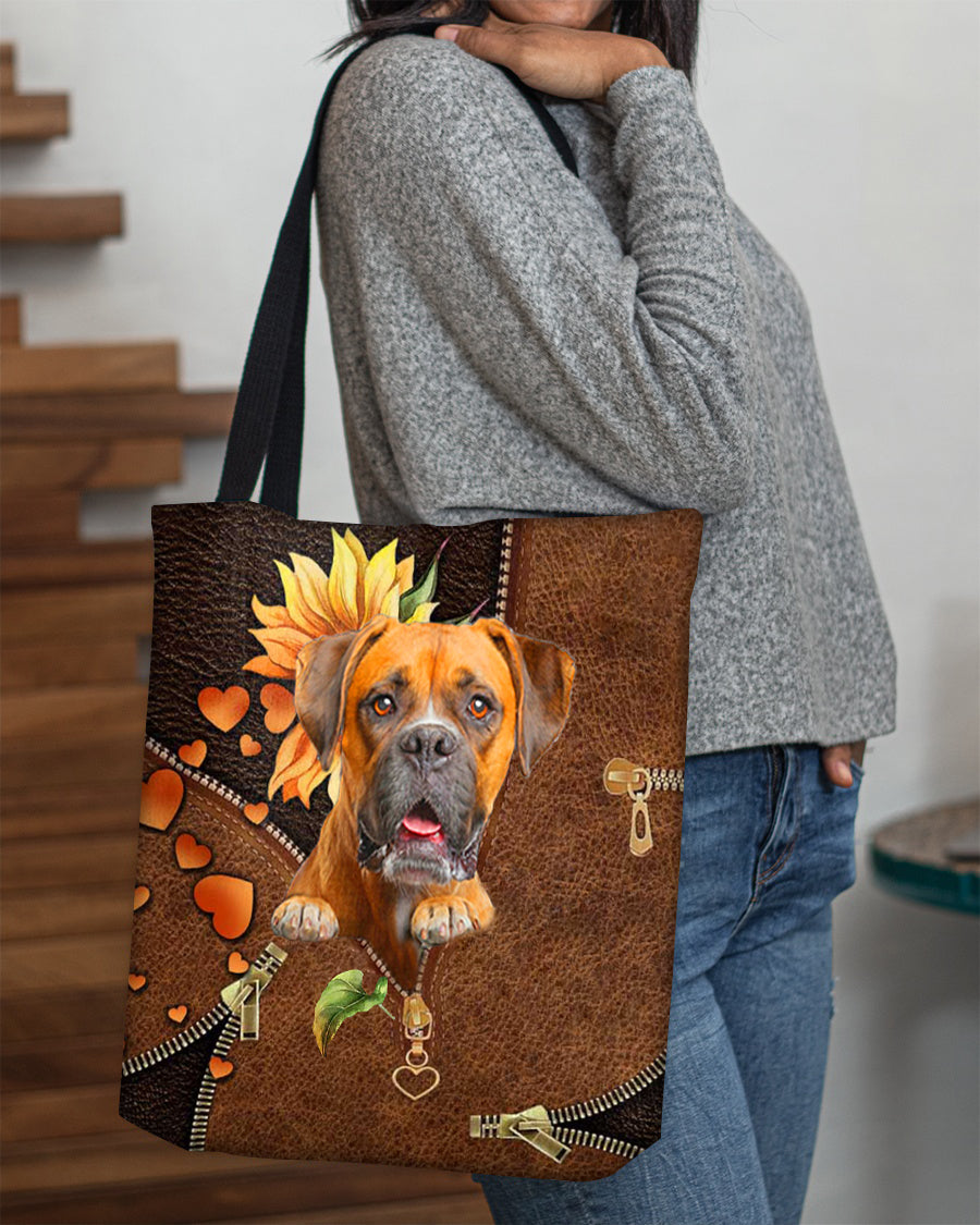 Boxer-Sunflower&zipper Cloth Tote Bag