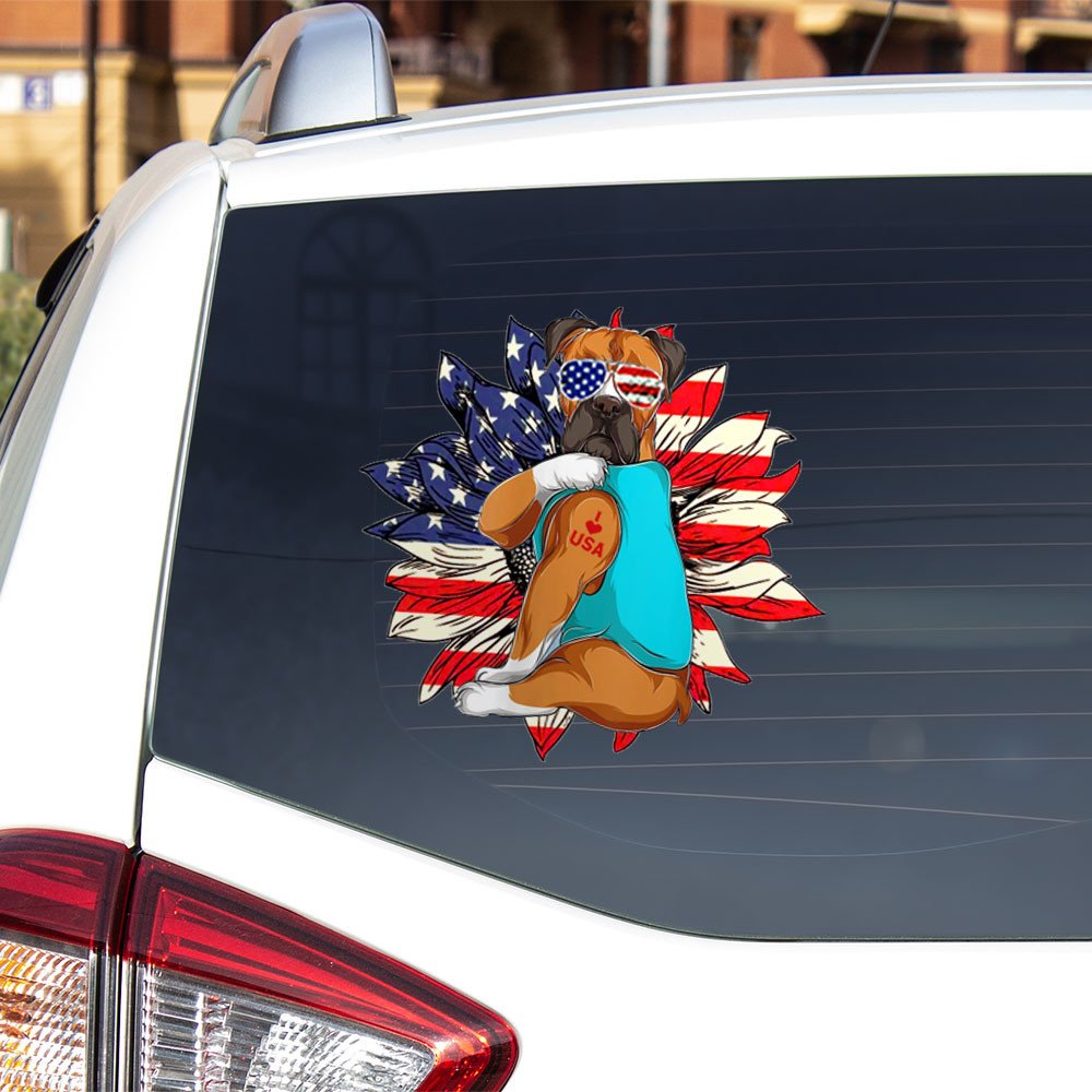 Boxer Happy Independence Day Car Sticker