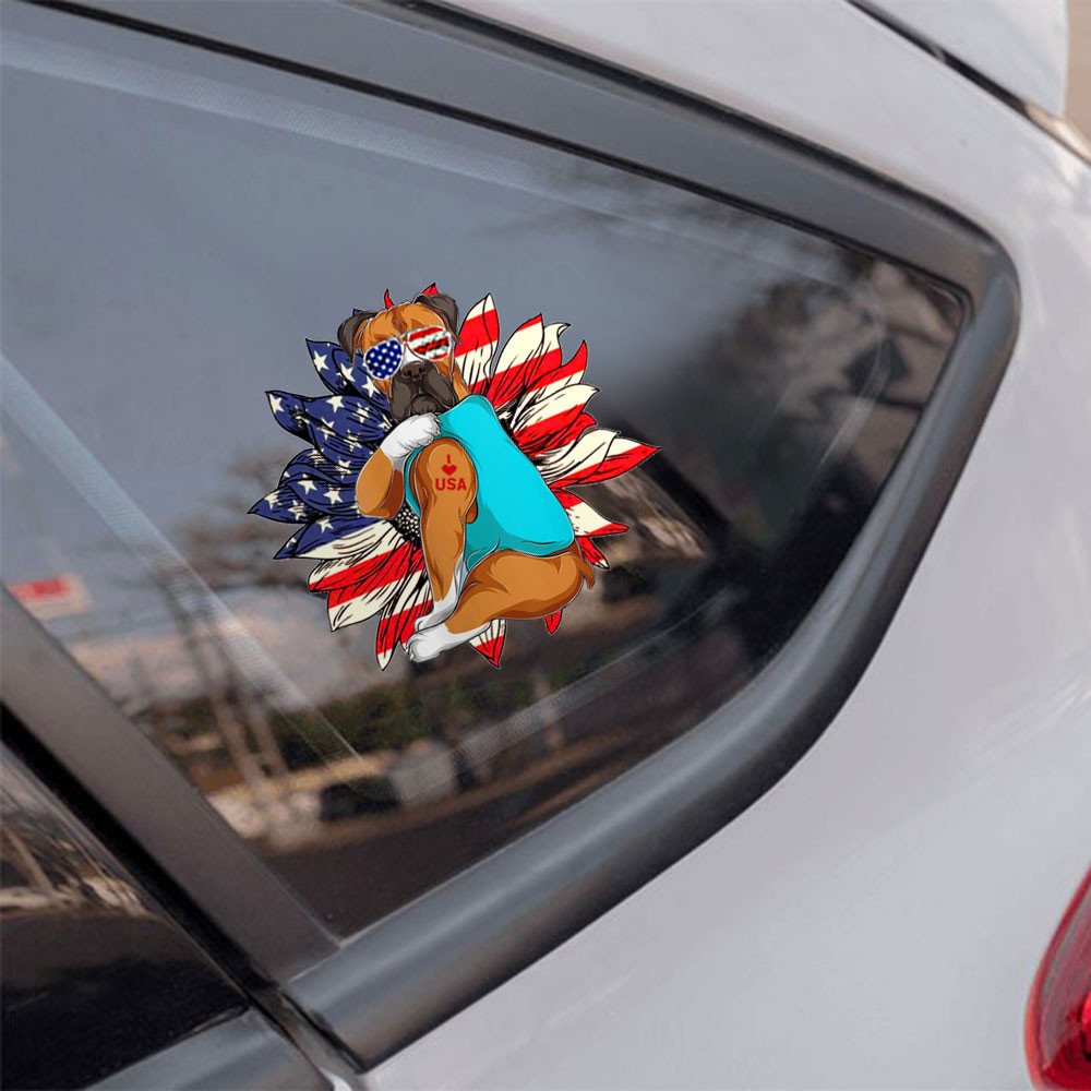Boxer Happy Independence Day Car Sticker
