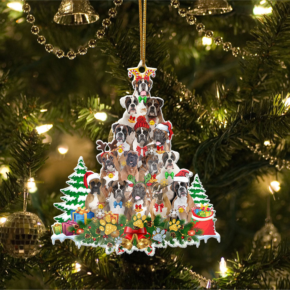 Boxer Full The Christmas Tree-Two Sided Ornament