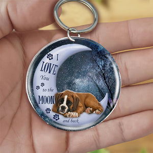 Boxer Moon Back-Round Resin Epoxy Metal Keychain
