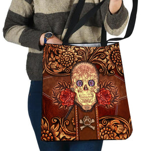 Boxer Skull Flower Cloth Tote Bag