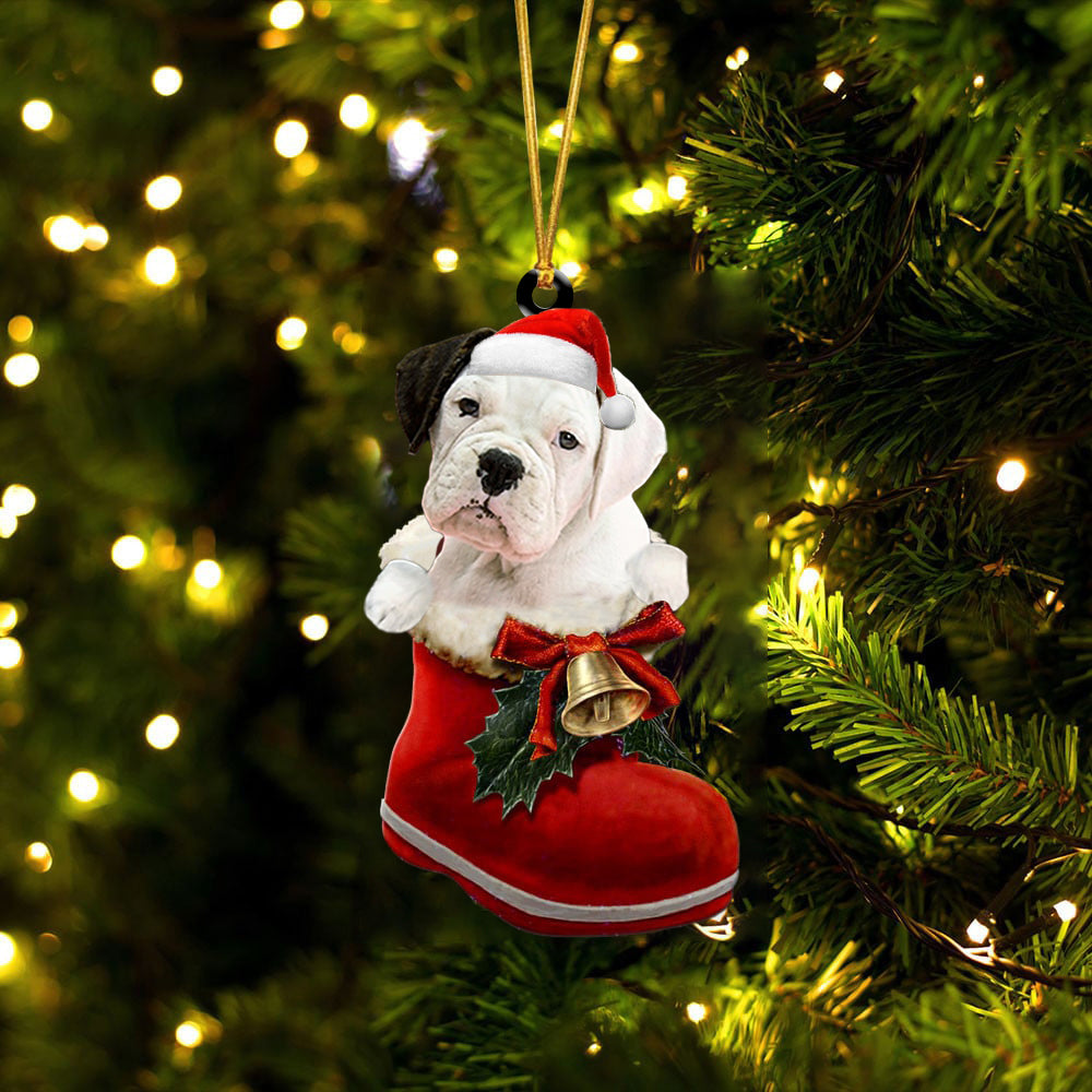 Boxer (3)-1-In Santa Boot Christmas-Two Sided Ornament