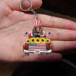 Boykin Spaniel-USA Truck Flat Acrylic Keychain