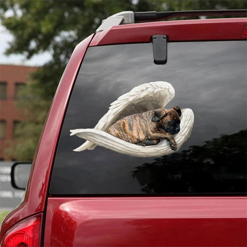 Brindle Boxer-sleeping angel CAR STICKER