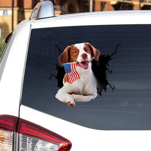 Brittany And American Flag Independent Day Car Sticker Decal