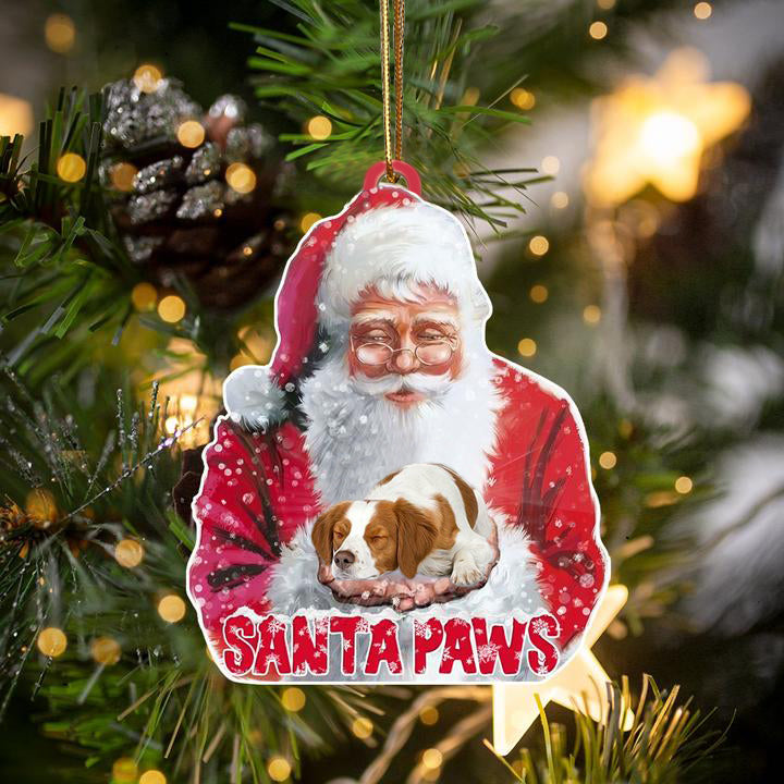 Brittany Spaniel-Santa Paws-Two Sided Ornament