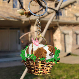 Brittany Spaniel-Sleeping Lucky Fairy Flat Acrylic Keychain