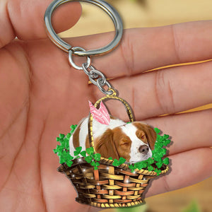 Brittany Spaniel-Sleeping Lucky Fairy Flat Acrylic Keychain