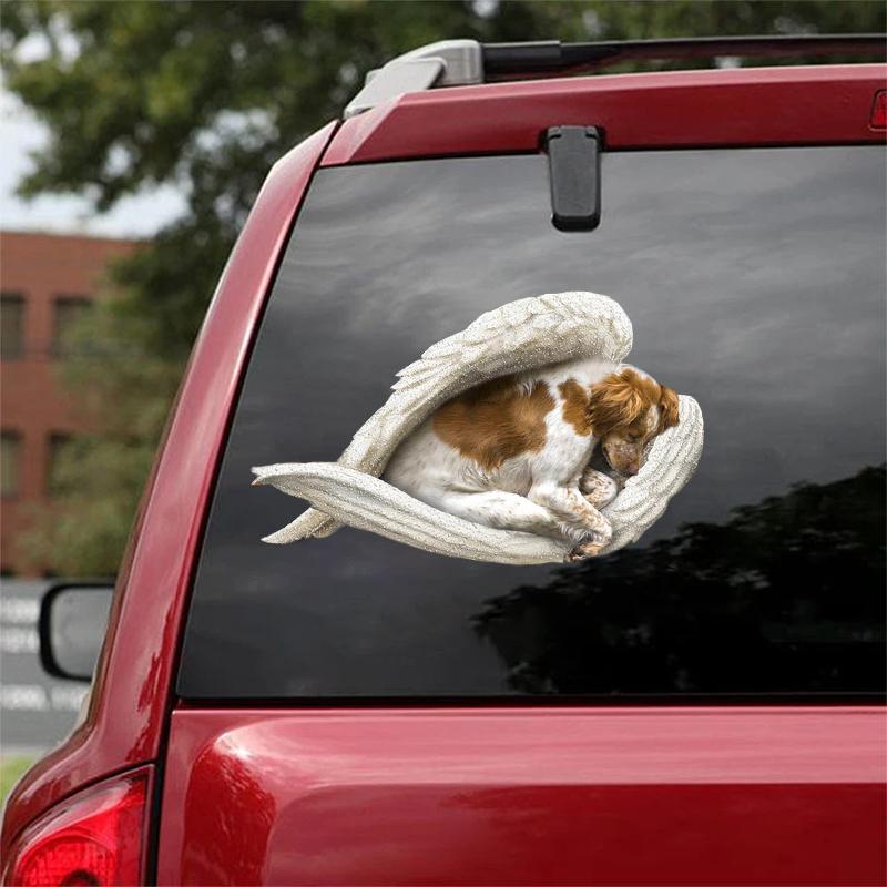 Brittany Spaniel-sleeping angel CAR STICKER