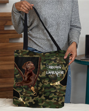 Brown-Labrador Camo Cloth Tote Bag