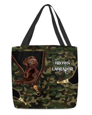 Brown-Labrador Camo Cloth Tote Bag