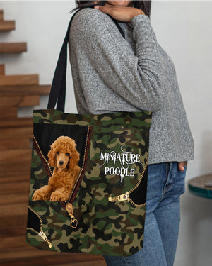 Brown-Miniature-Poodle Camo Cloth Tote Bag