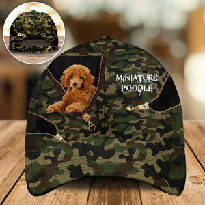 Brown Miniature Poodle Camo Cap