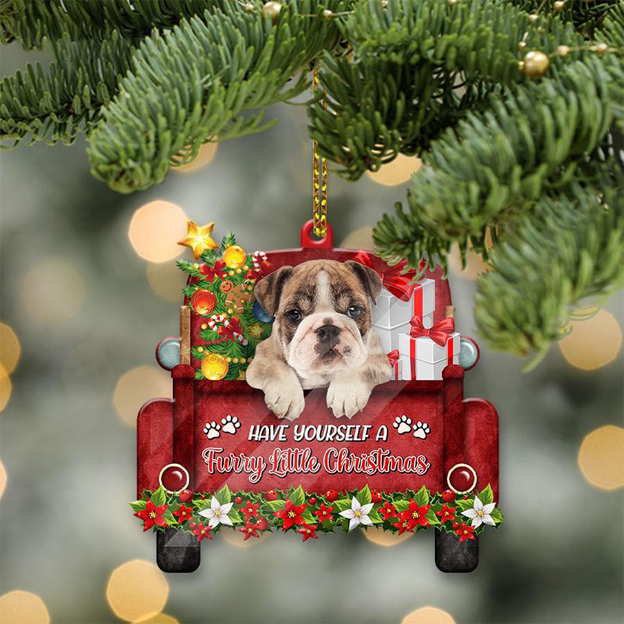 Bull Dog 2 Sit On A Truck-Two Sided Ornament