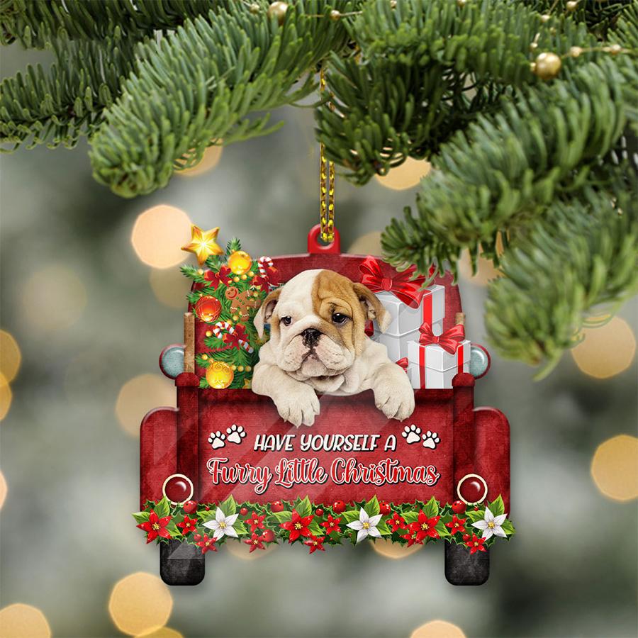 Bull Dog 3 Sit On A Truck-Two Sided Ornament