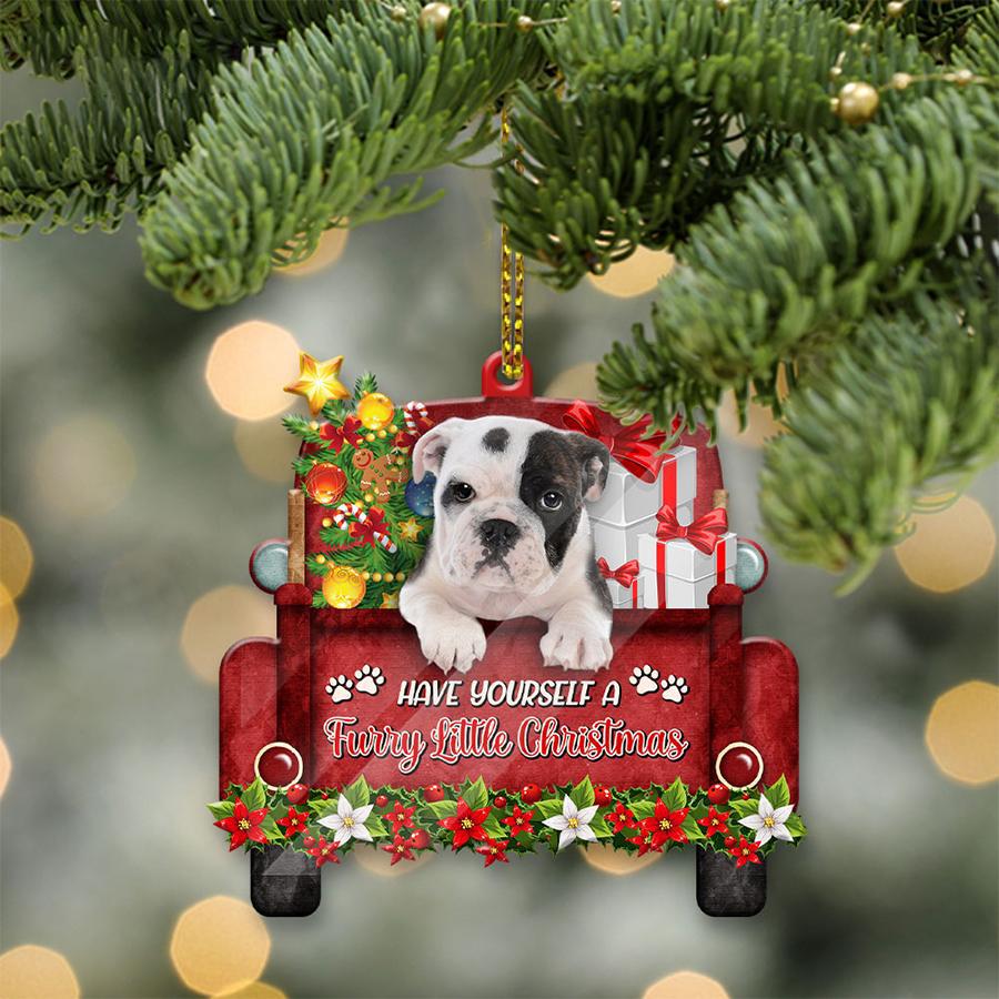 Bull Dog Sit On A Truck-Two Sided Ornament