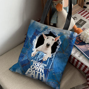 Bull Terrier -Follow Your Own Path-Cloth Tote Bag