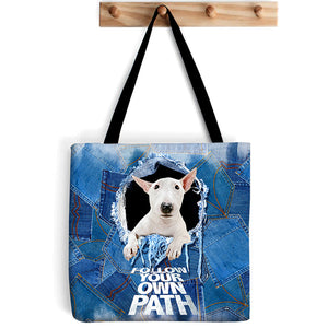 Bull Terrier -Follow Your Own Path-Cloth Tote Bag