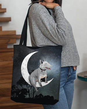 Bull Terrier-Sit On The Moon-Cloth Tote Bag