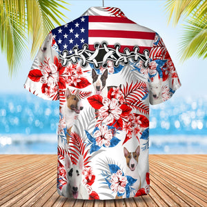 Bull Terrier American Flag Hawaiian Shirt