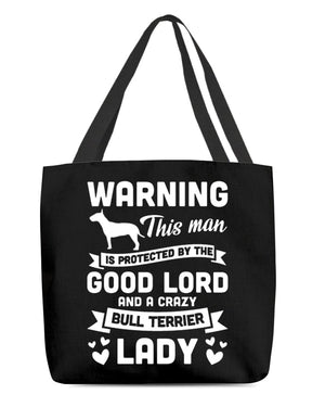 Bull Terrier Crazy lady Cloth Tote Bag