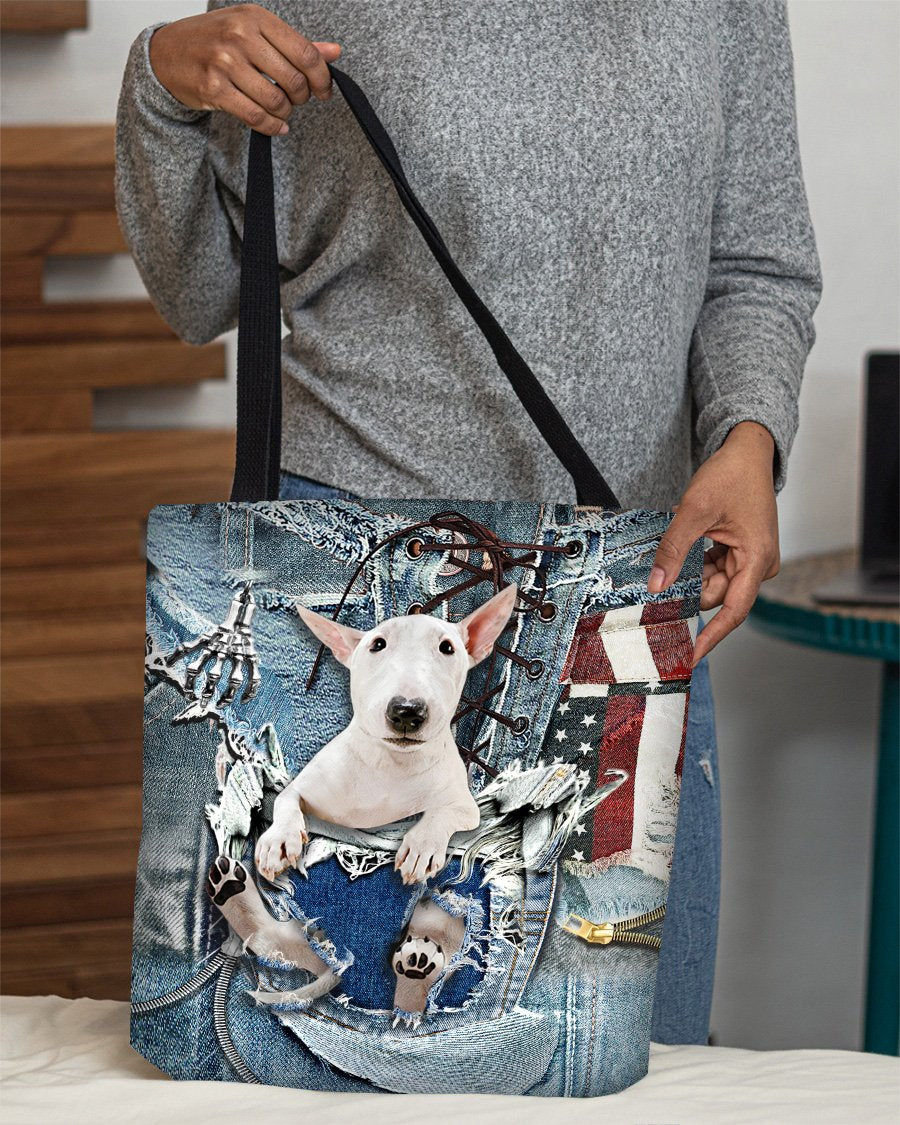 Bull Terrier1-Ripped Jeans-Cloth Tote Bag