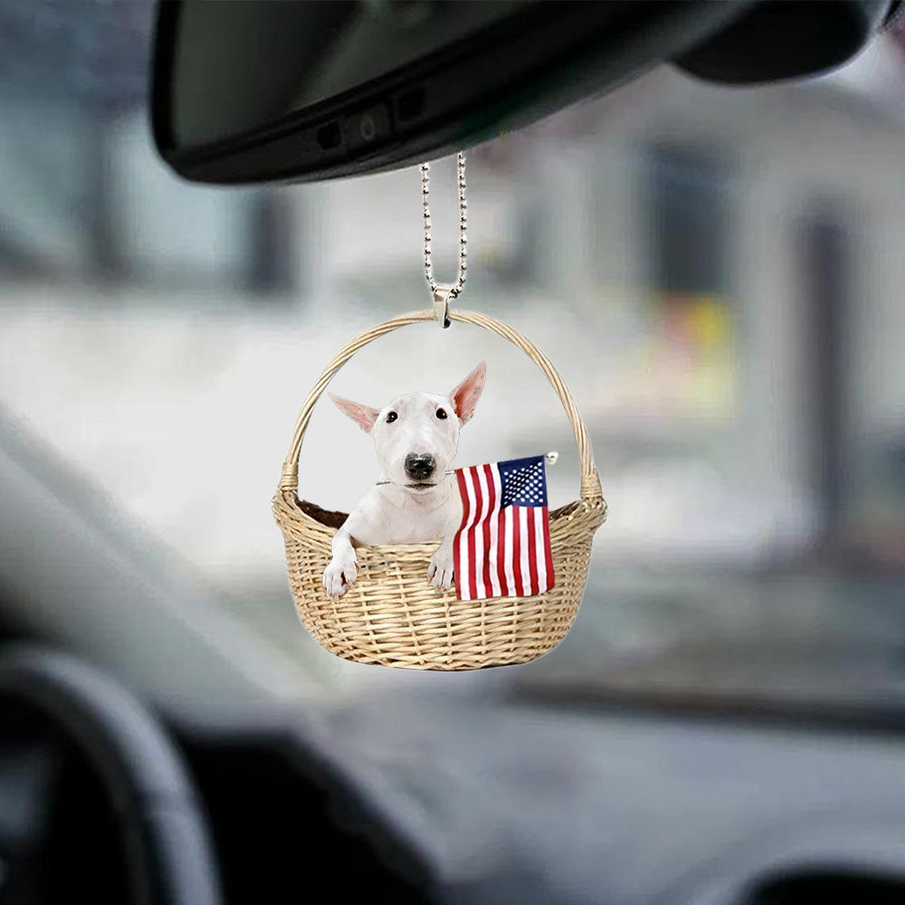 Bull Terrier-With American Flag Two Sides Ornament