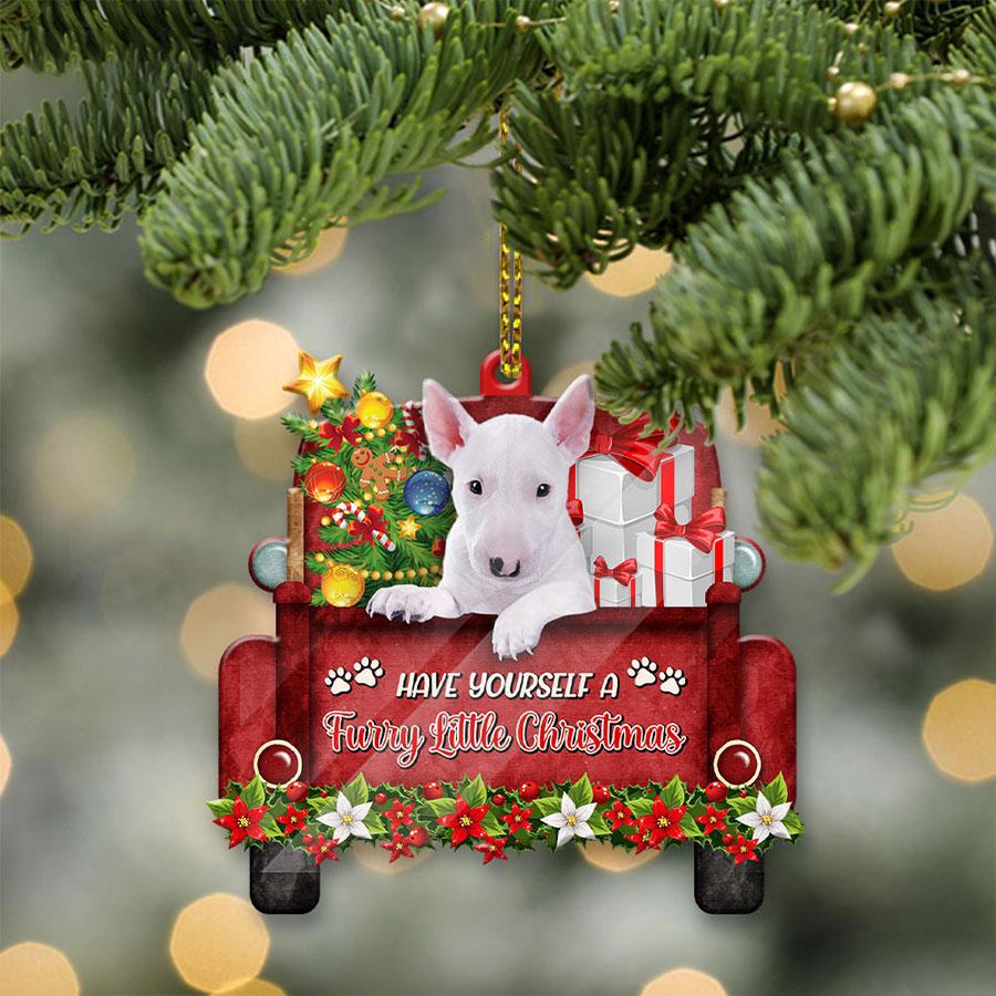 Bull Terrier Sit On A Truck-Two Sided Ornament