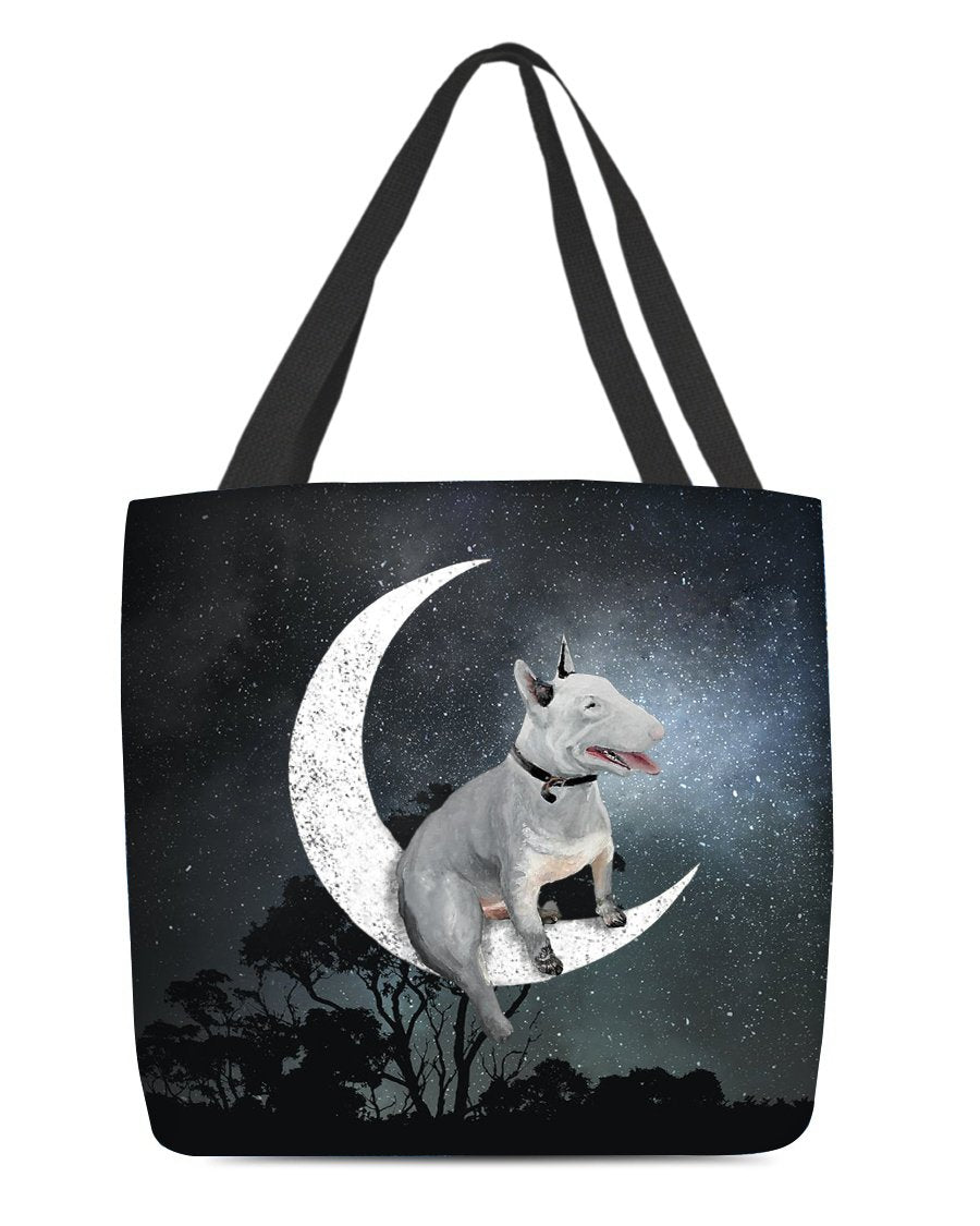 Bull Terrier-Sit On The Moon-Cloth Tote Bag