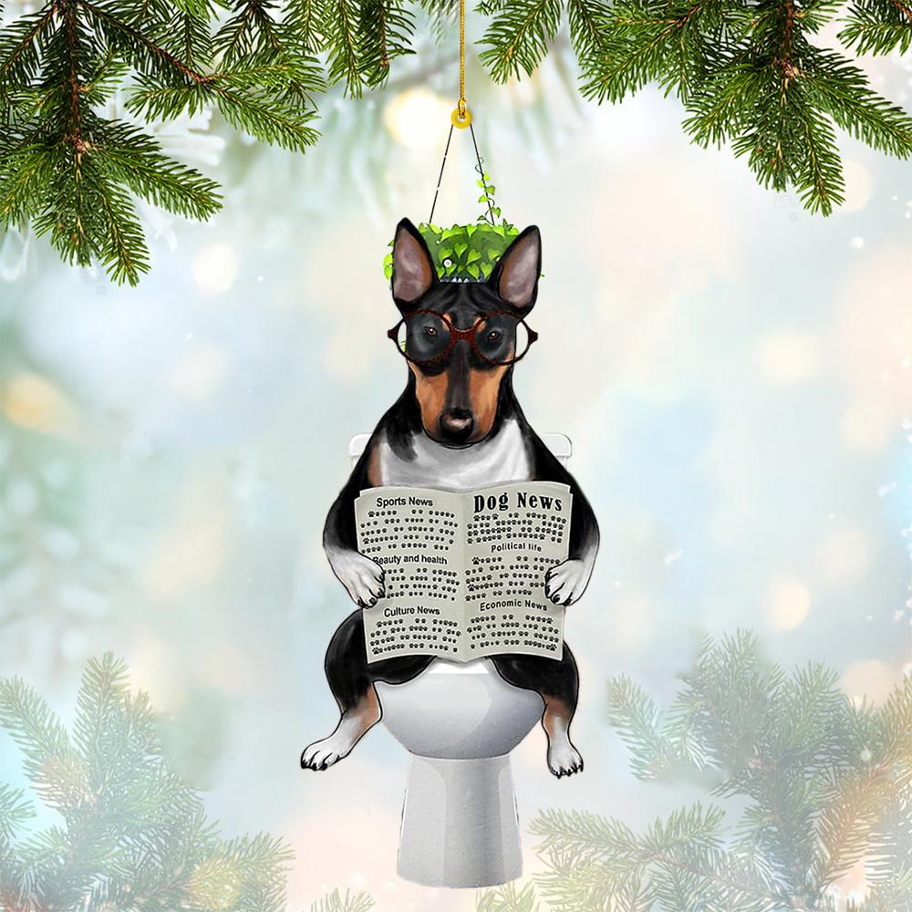 Bull Terrier Sitting On A Toilet-Two Sides Ornament