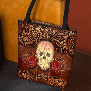 Bull Terrier Skull Flower Cloth Tote Bag