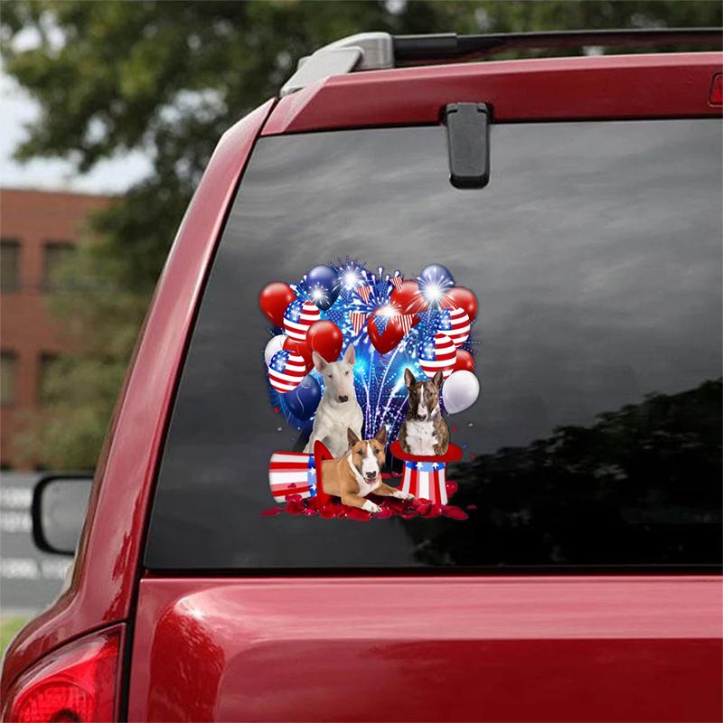 Bull Terrier - Fireworks Celebration Car Sticker