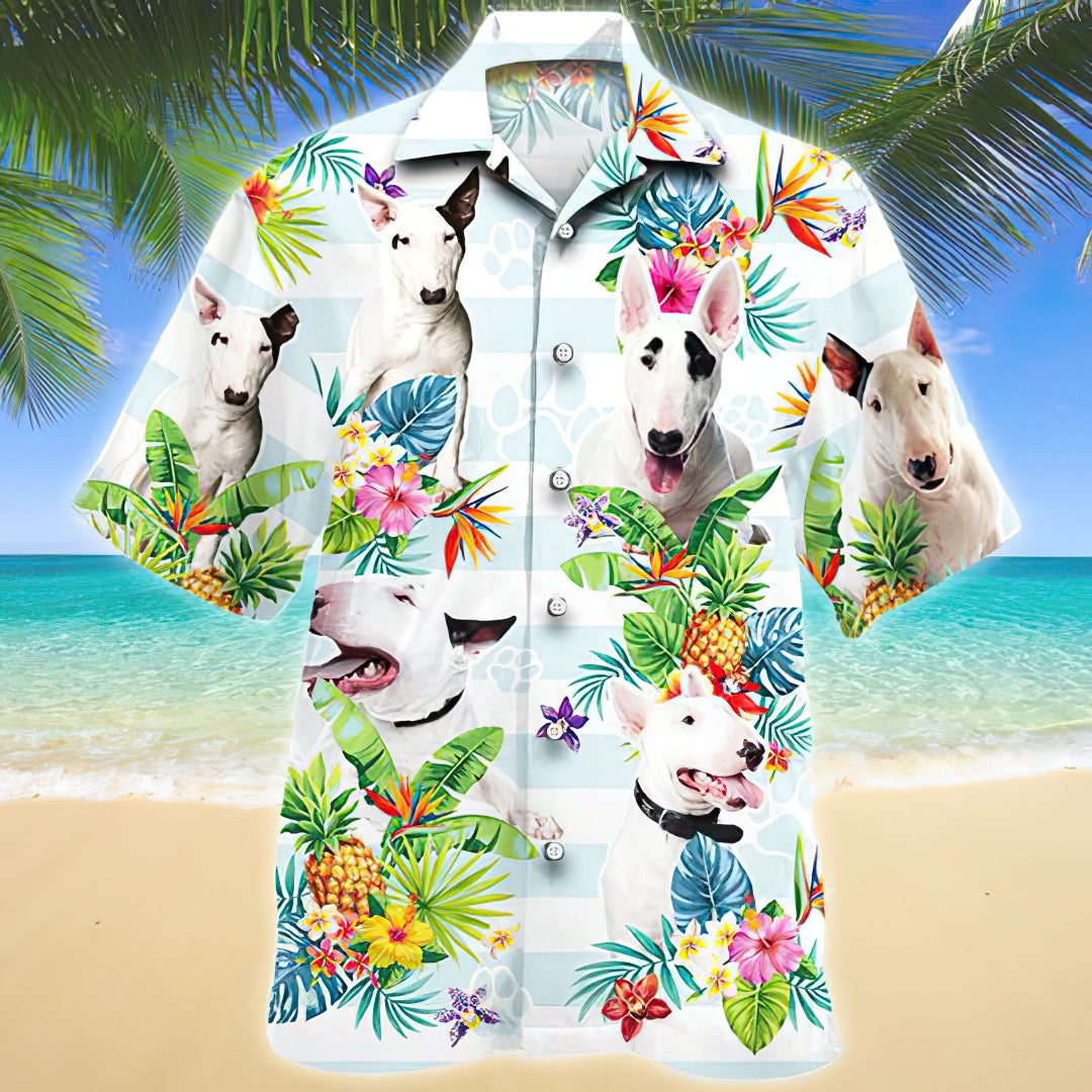 Bull Terrier Tropical Flower Hawaiian Shirt