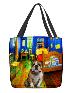 Bulldog in the bedroom-Cloth Tote Bag