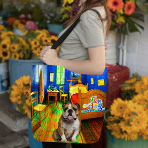 Bulldog in the bedroom-Cloth Tote Bag