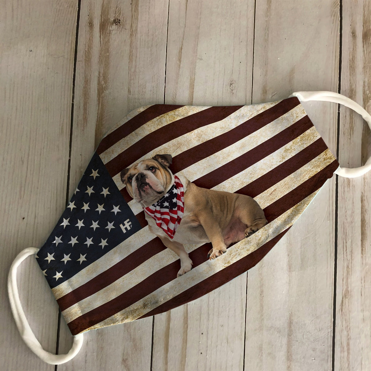 Bulldog American Flag EZ03 1105 Face Mask
