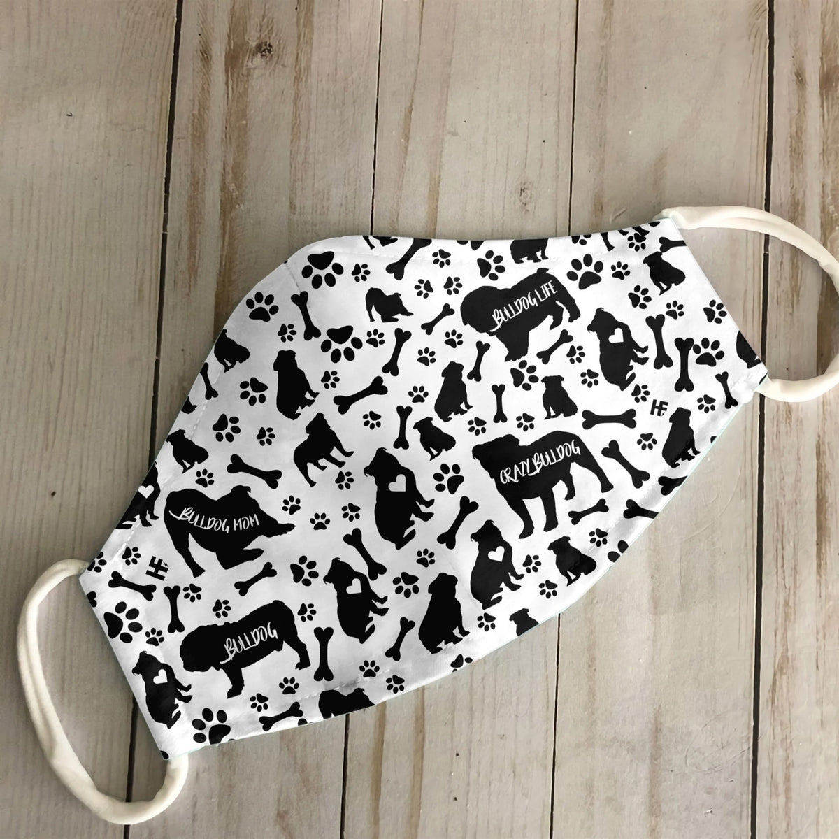 Bulldog Black &amp; White Pattern EZ07 2707 Face Mask