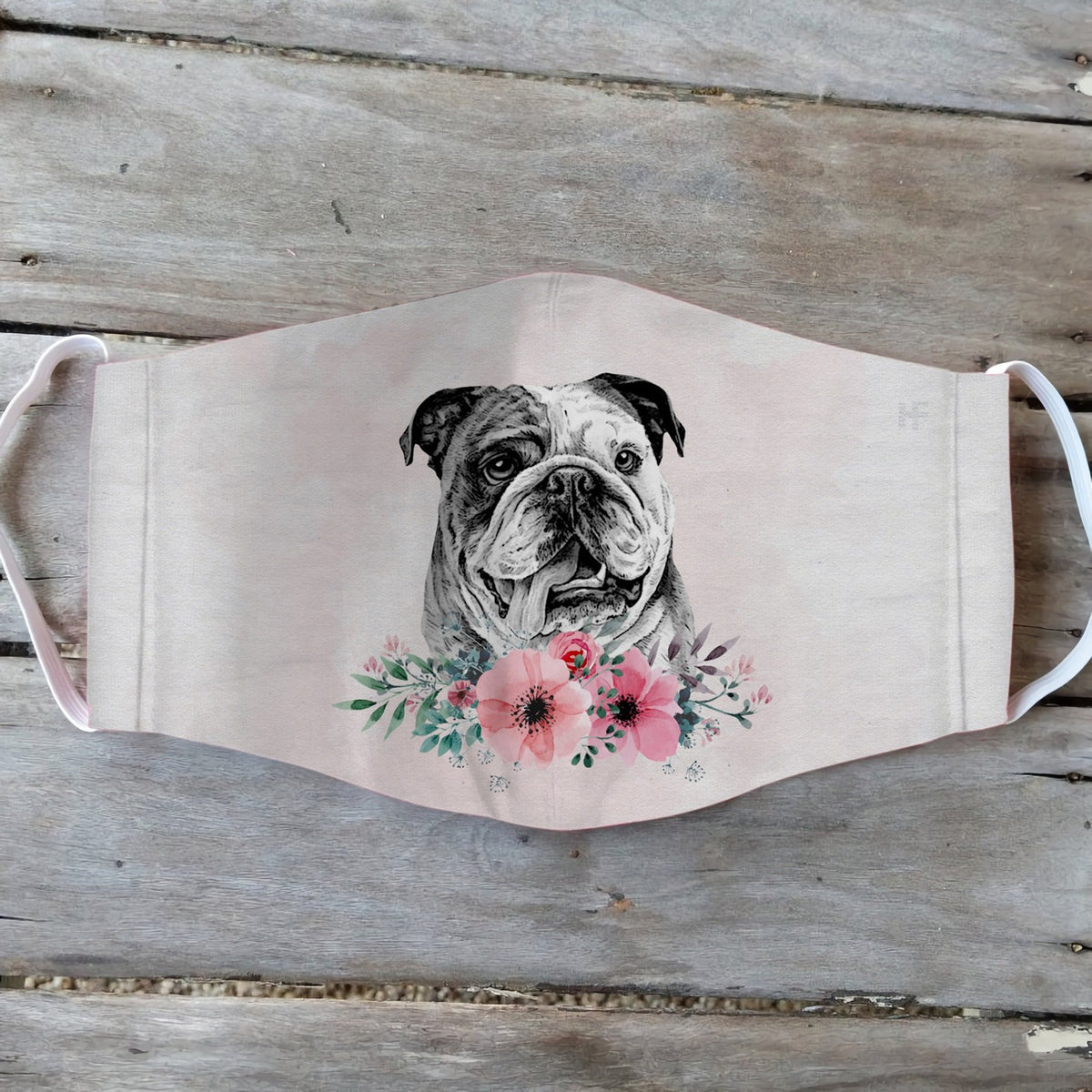 Bulldog Dog Flower EZ01 2404 Face Mask